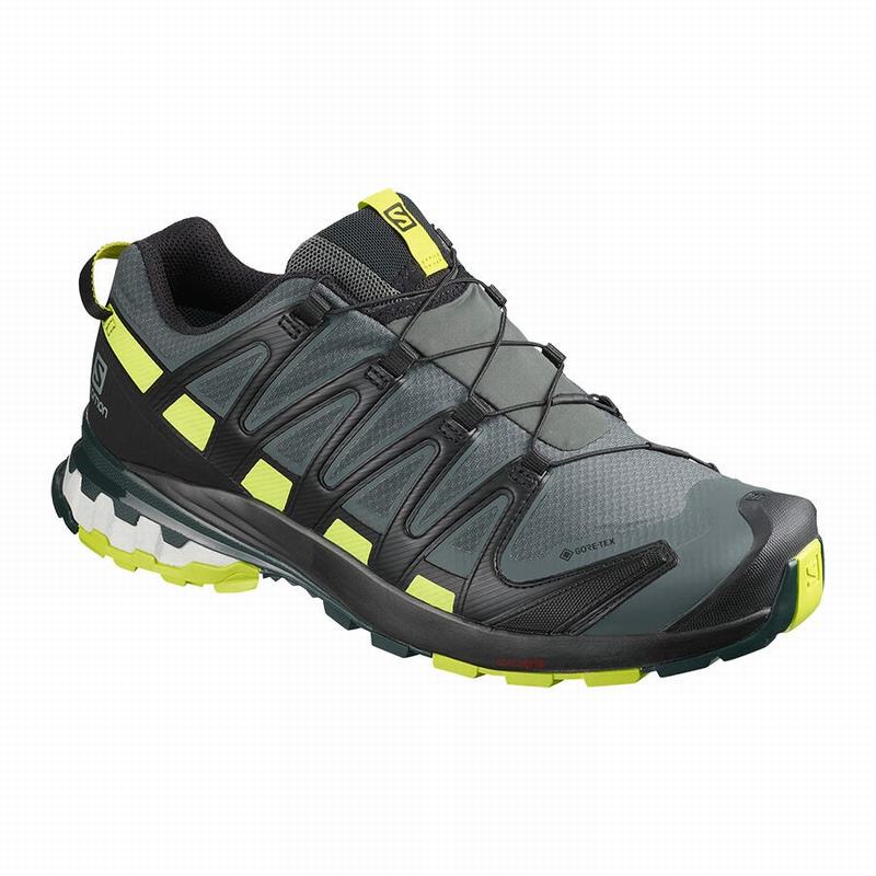 Salomon Israel XA PRO 3D V8 GORE-TEX - Mens Hiking Shoes - Black/Light Green (TRBU-78023)